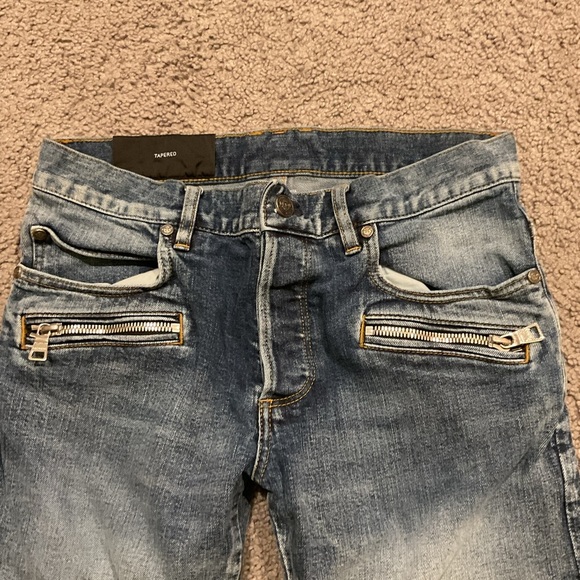 Balmain Paris Vintage Tapered MOTO Jeans Pants Back to School Y2K sz 29 Like New - Picture 5 of 11